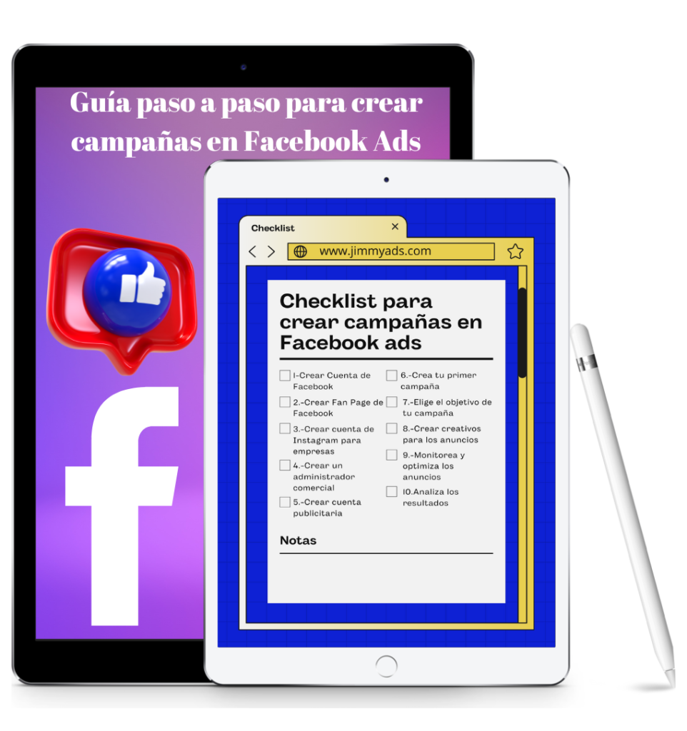 Fondo de guía para crear campañas en Facebook ads con checklist incluido